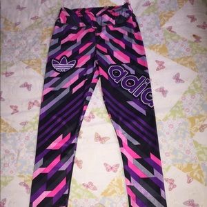 Purple/pink adidas leggings